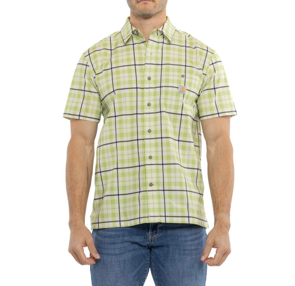 Carhartt Force Sun Defender Relaxed Plaid Shirt - UPF 50+, Algae Green, Small